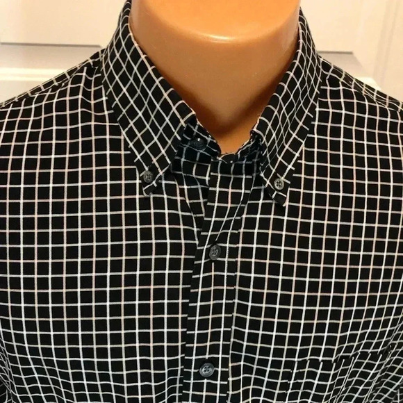 Lyle & Scott of Scotland Shirt Mens Large Black & White Plaid Button Down - Picture 1 of 7